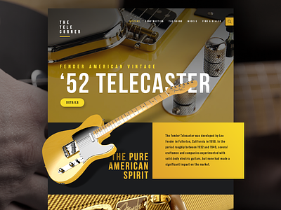 Fender '52 Telecaster blog design fender guitar landing page telecaster ui ux