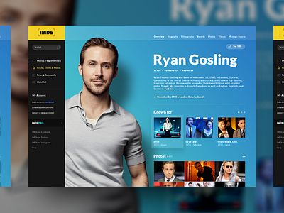 IMDb Page Concept concept design desktop imdb movies redesign ryan gosling site ui website