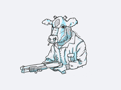 say moo 2d character fun illustration line