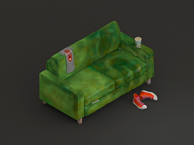 My loneliness 3d art feel modeling sofa