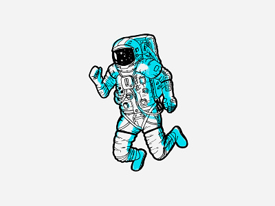 Spaceman Sticker illustration line space sticker