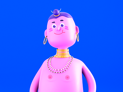 Aloha! 3d c4d cartoon character hotnipples render