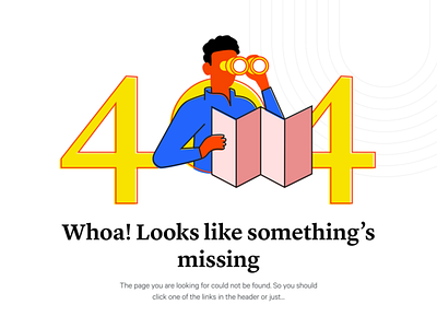 404: Page not found 2d 404 character illustration