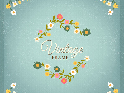 Vector file: Vintage floral illustration background border card floral floral card frame grunge illustration spring vector vintage