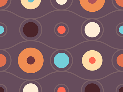 Abstract Retro Circles Pattern abstract circles cream orange pattern purple red retro