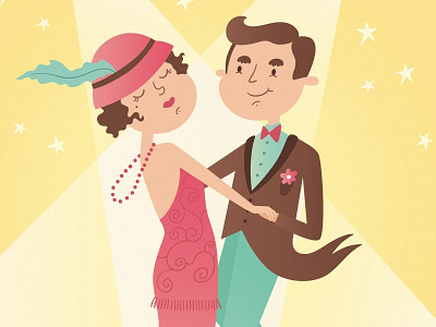 Illustration of vintage dance couple