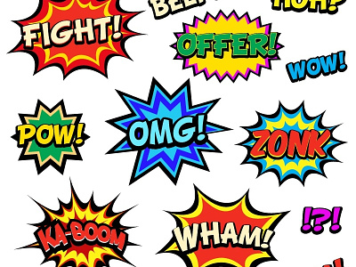 Comic Book Words bomb burst comic conflict cool danger exclamation explosion fun icon power super