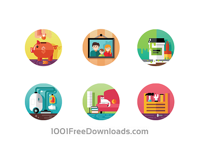 Home Icons circle color creative design flat icon illustration pack shape vector