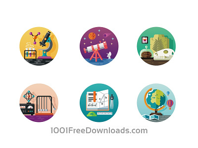 Science Icons art blue circle color design elements icon icons illustration set style vector