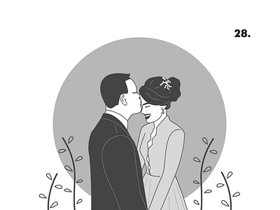 Monochrome wedding illustration