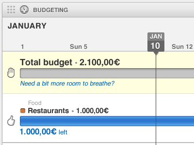 Budgeting widget