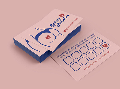 Sydney Peepshow 70s branding business card girly graphic design halftone illustration loyalty card pink roller derby