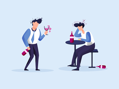 Hangover Illustration Concept animation character character design drunk flat design graphic design hangover ill illustration isolated landing page design mascout sick ui
