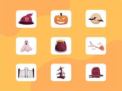 Halloween Set Illustration character flat design halloween illustration landing page design pumpkin scary spooky trick or treat ui website design