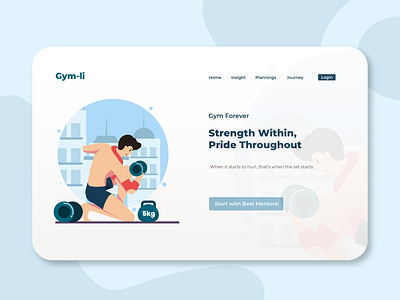 Gym-li Workout Company - Landing Page Design character exercise fitness flat design gym illustration landing page landing page design strength website design workout