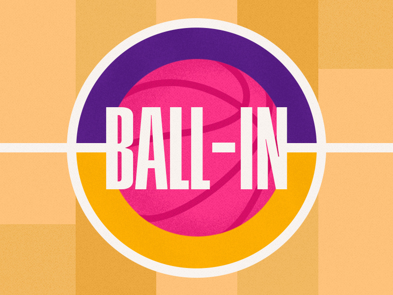 Ball-In lakers first shot debut design minimal logo illustration