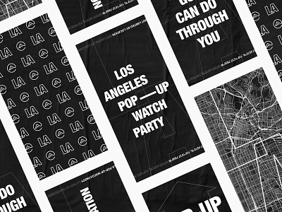 LA Watch Party Posters black branding design icon illustration layout logo minimal poster printed texture type typography