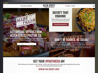 Allen Street Poutine Company Website food layout restaurant website ui ux web design website
