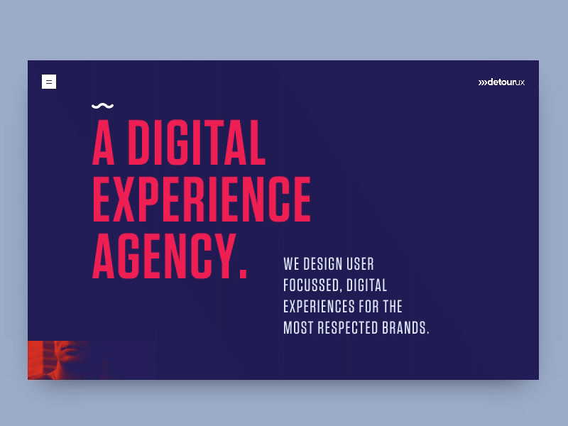 Detour UX Site Concept branding concept digital agency interaction invision invision studio menu purple typography web design