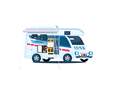 Recreational Vehicle illustration motorhome trailer ui