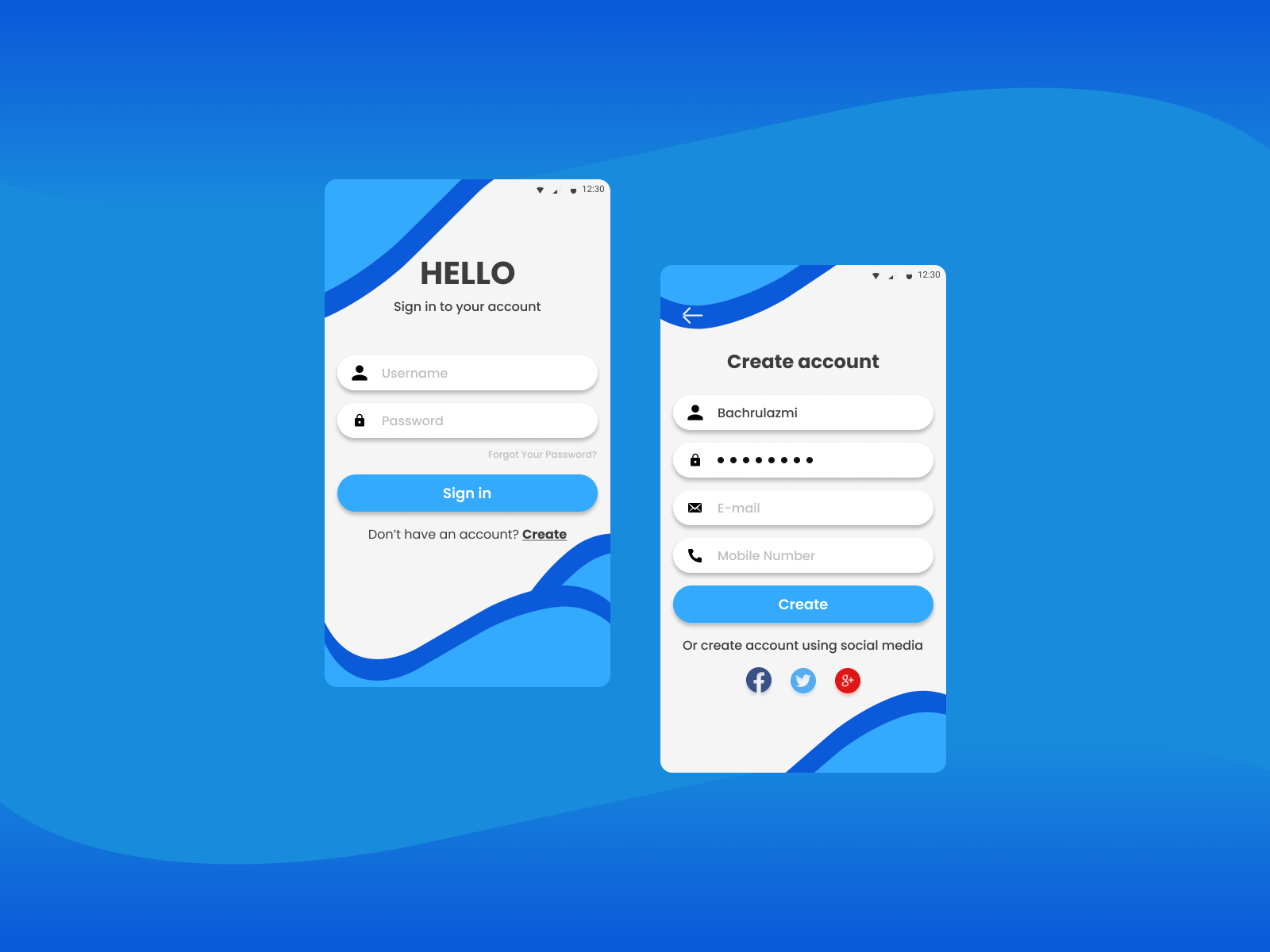 Login & Sign up screen by Bachrul Azmi on Dribbble