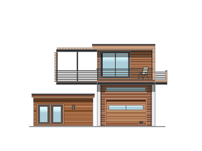 Stinson Beach Residence, CA architecture beach house cabin illustration line art vectorart