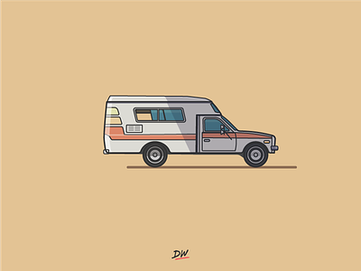 The Toyota Chinook camping car illustration illustrator retro car rv truck vector