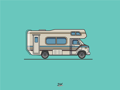 The Chevy Lindy 80s camper camping illustration retro rv teal vector vehicle