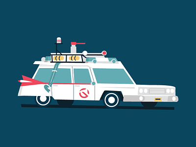 Ecto 1 80s 90s ambulance car cartoons ecto flat ghostbusters illustration nostalgia vehicle