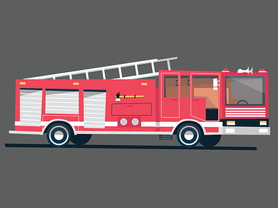 Firetruck fire engine firefighter firetruck flat illustration red
