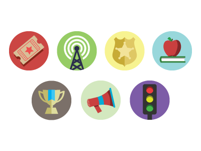Groups Icons apple badge circles groups icon icons illustration megaphone radio ticket traffic trophy