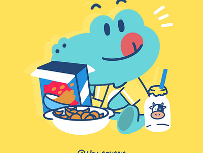 Eat Cereal ! animal animal character art brand branding cereal box character character design crocodile cute design eat illustration logo mascot mascot design milk monday morning sweet