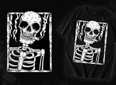 skull relax smoking t-shirt streetwear edgeskull illustration illustrator logo skeleton skull streetwear