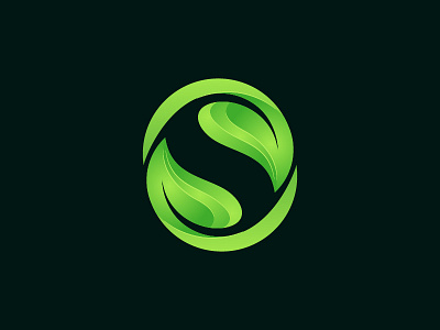 Letter S Leaf logo 3d clean eco green icon leaf letter logo modern natural nature s