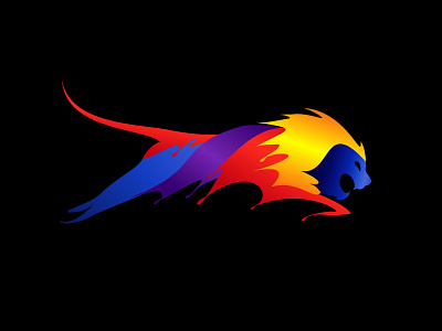 color Lion paint logo animal color creative design ink lion logo modern paint power style trendy