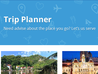 Trip Planner landingpage advise planner planning travel trip