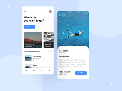 Travel Mobile App clean clean ui design hill innovation ios map minimal minimalist mobile sea beach ticket tourism travel agency travel app traveling trip ui ux vacation