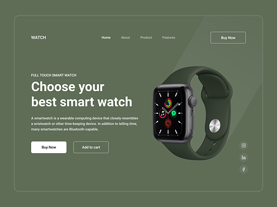 Smart Watch Landing Page app landing page design landing page ui minimal single product smart watch typography ui ux web app website