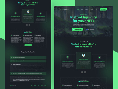 Defrag NFT Landing Page blockchain branding chrypto clean dark mode design header illustration interface landing page marketplace metaverse multichain nft ui ui ux ux web website website design