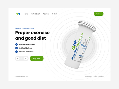 Sports Nutrition Product Header Exploration branding clean design header exploration landing page logo minimal nutrition product product header ui ux