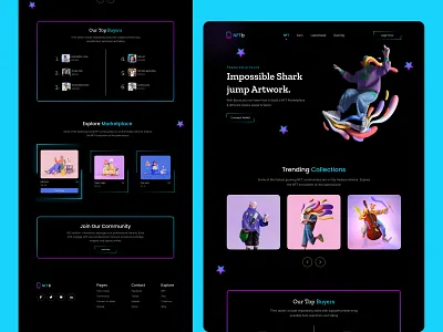 NFT Landing Page -Dark verson branding clean dark design feauters graphic design landing page minimal nft nft art ui ux