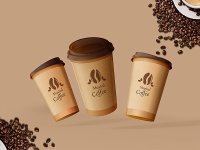 Musted Coffee Cup Mockup animation branding branding design coffee cup design gradient illustration minimal template ui ux vector