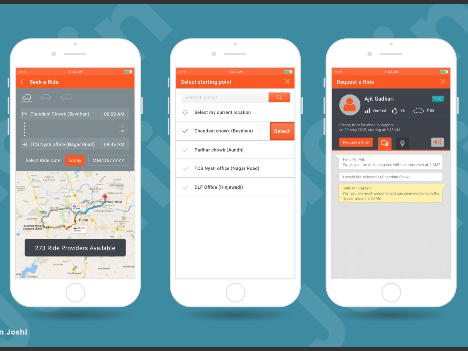 Mobile application for carpool by Sachin Joshi on Dribbble