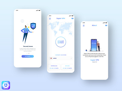 Super VPN App UI Design branding graphic design logo