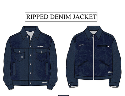 Denim jacket branding graphic design ripped jeans texture