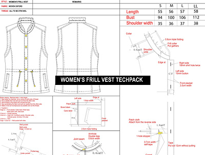 Tech Pack bom sheet clothes tech pack technical drawing techpack