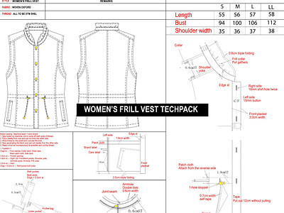 Tech Pack bom sheet clothes tech pack technical drawing techpack