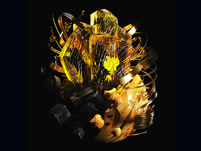 Black&Yellow Mineral abstract design illustration poster