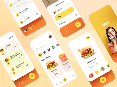 Fasty : Fast Food Delivery App UI app design food delivery app ui graphic design restaurant ui ux