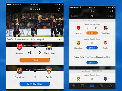 Sport app ai app basketball blue football gui match sport ui yello